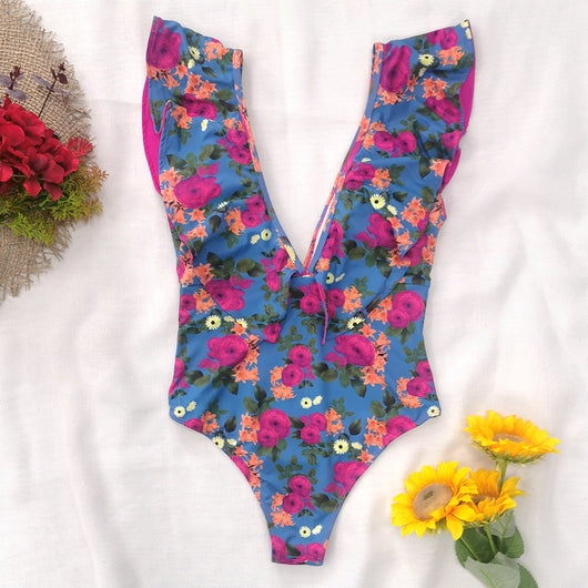 Traje de Baño Enterizo Floral con Volantes y Espalda Descubierta - Image 10