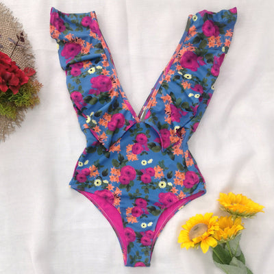 Traje de Baño Enterizo Floral con Volantes y Espalda Descubierta - Image 13