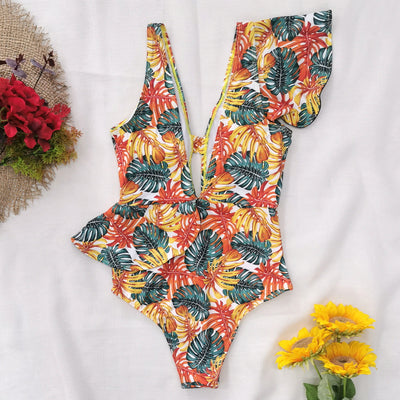 Traje de Baño Enterizo Floral con Volantes y Espalda Descubierta - Image 5