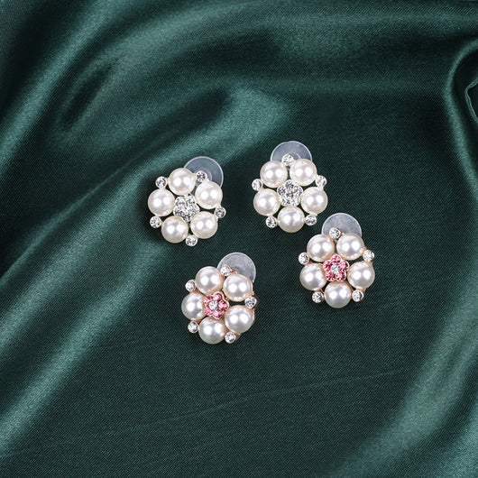 Conjunto de Collar y Aretes de Copo de Nieve con Perlas y Cristales - Image 9