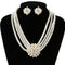 Rhinestone Pearl Snowflake Necklace And Earring Set Blanco