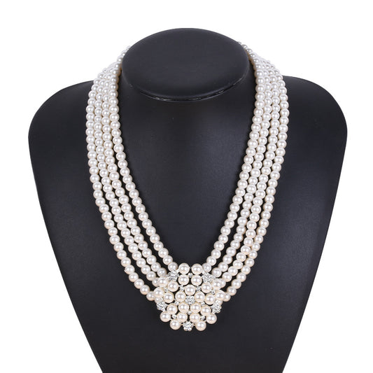 Conjunto de Collar y Aretes de Copo de Nieve con Perlas y Cristales - Image 2