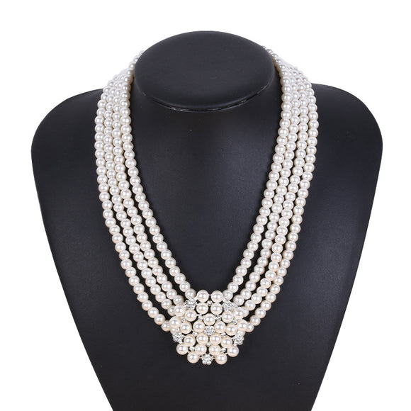 Conjunto de Collar y Aretes de Copo de Nieve con Perlas y Cristales