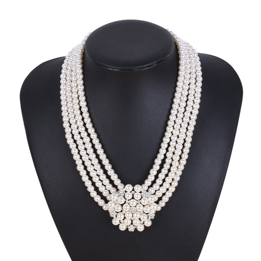 Conjunto de Collar y Aretes de Copo de Nieve con Perlas y Cristales - Image 3