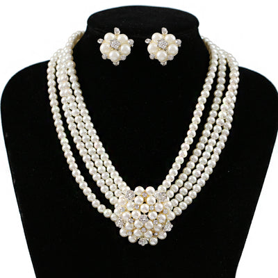 Conjunto de Collar y Aretes de Copo de Nieve con Perlas y Cristales - Image 4
