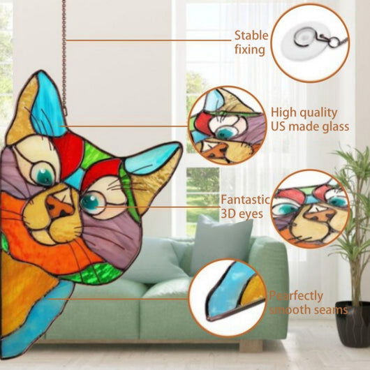 Adorno de Gato en Vitral para Ventana - Image 39