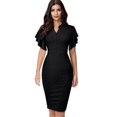 Vestido Slim Fit Escote V Manga Corta Realzador - Image 8