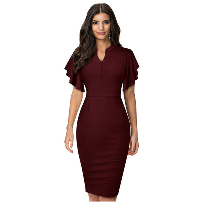 Vestido Slim Fit Escote V Manga Corta Realzador - Image 9
