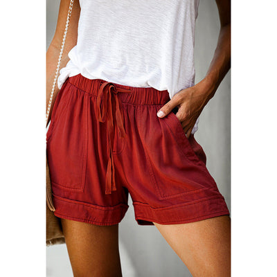 Shorts Anchos de Cintura Alta con Cordón y Encaje - Image 9