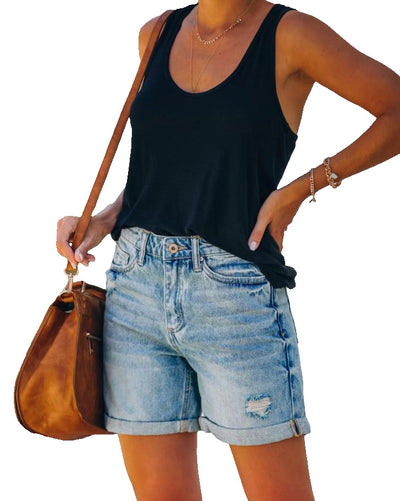 Shorts de Mezclilla Rotos y Delavados para Mujer - Estilo Europeo y Americano - Image 8