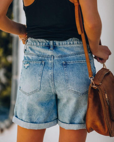 Shorts de Mezclilla Rotos y Delavados para Mujer - Estilo Europeo y Americano - Image 4