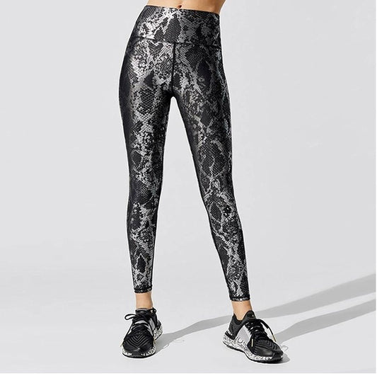 Pantalones Deportivos Ajustados con Estampado Serpiente Bronce