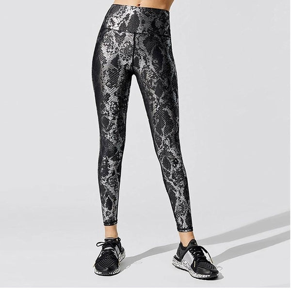 Pantalones Deportivos Ajustados con Estampado Serpiente Bronce