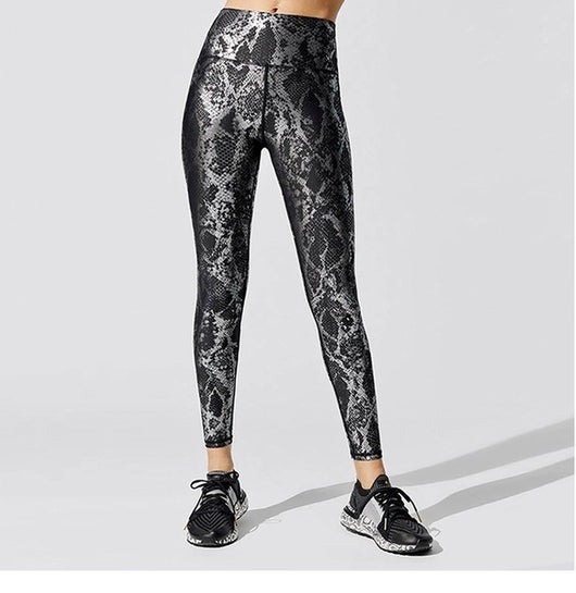 Pantalones Deportivos Ajustados con Estampado Serpiente Bronce