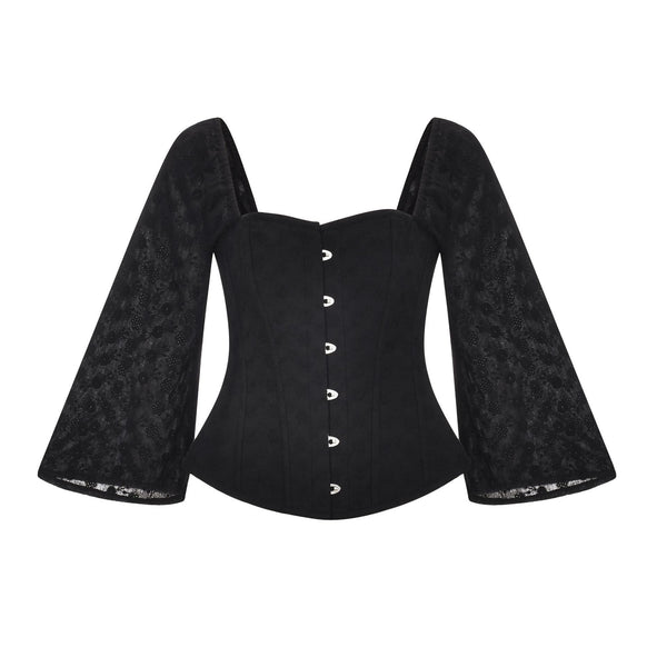 Camisa Retro Cuello Cuadrado Manga Larga con Volantes
