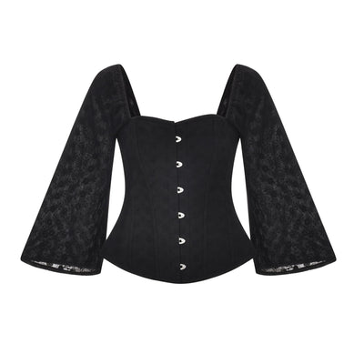 Camisa Retro Cuello Cuadrado Manga Larga con Volantes