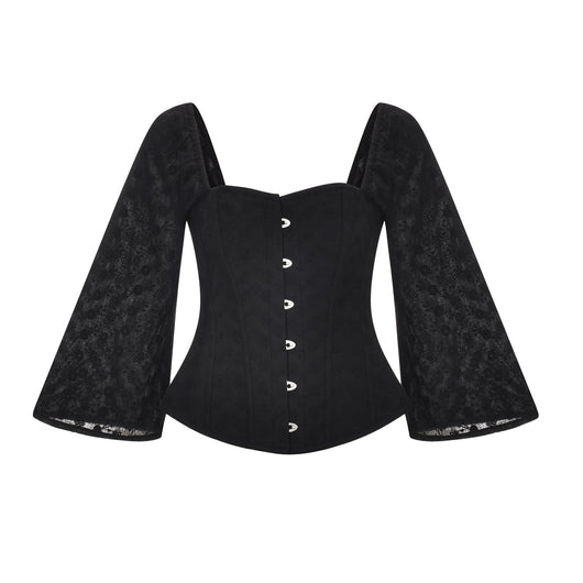 Camisa Retro Cuello Cuadrado Manga Larga con Volantes