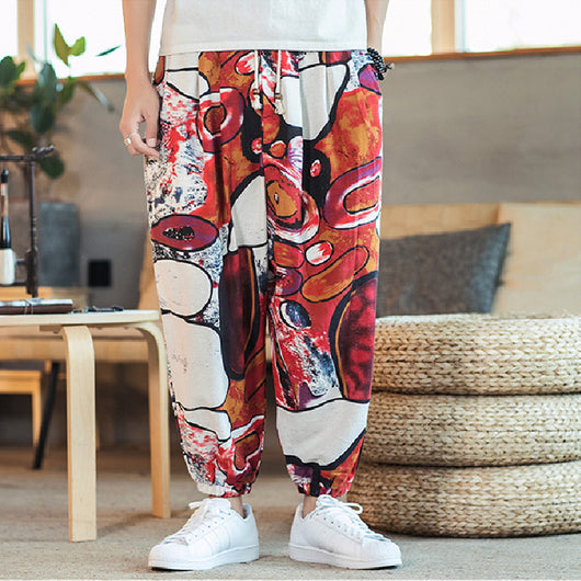 Pantalones Casuales para Hombre en Algodón y Lino con Estampado Estilo Chino - Image 4