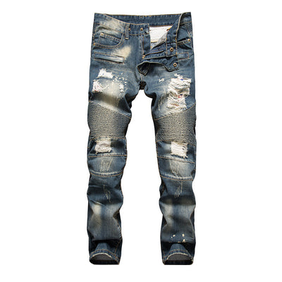 Jeans Slim Fit Rotos para Hombre Talla Grande - Diseño Motociclista - Image 7