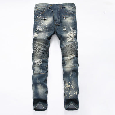 Jeans Slim Fit Rotos para Hombre Talla Grande - Diseño Motociclista - Image 10