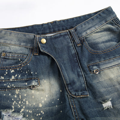 Jeans Slim Fit Rotos para Hombre Talla Grande - Diseño Motociclista - Image 5