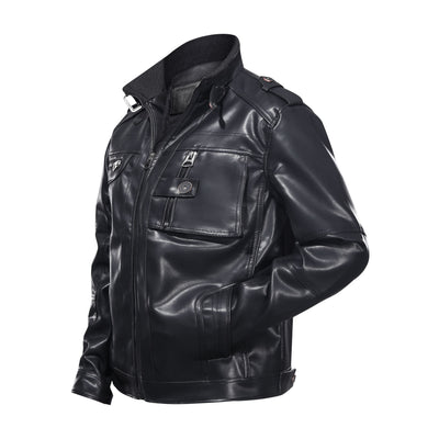 Chaqueta de Cuero para Hombre Talla Grande con Cuello Alzado - Estilo Tendencia - Image 7