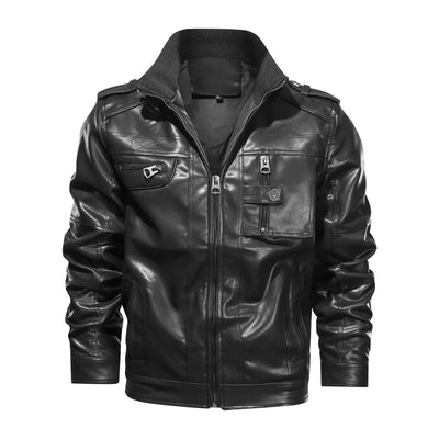 Chaqueta de Cuero para Hombre Talla Grande con Cuello Alzado - Estilo Tendencia - Image 10