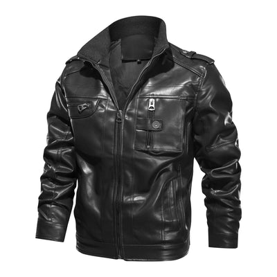 Chaqueta de Cuero para Hombre Talla Grande con Cuello Alzado - Estilo Tendencia - Image 4