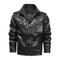 Chaqueta de Cuero para Hombre Talla Grande con Cuello Alzado - Estilo Tendencia