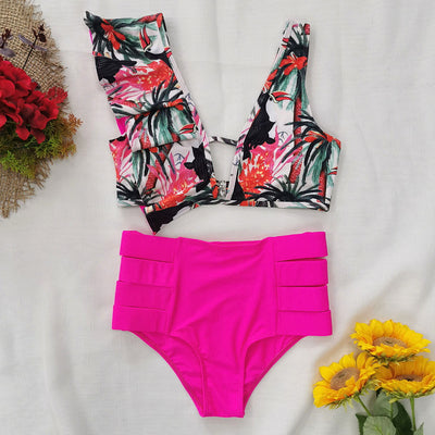 Bikini Asimétrico de Cintura Alta con Volantes - Image 8