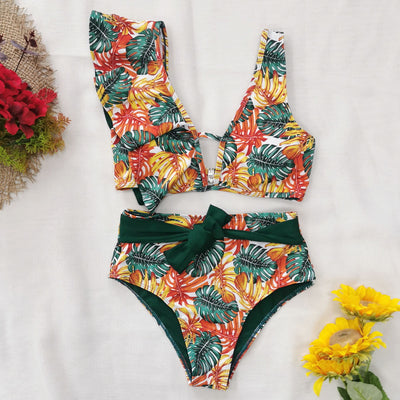 Bikini Asimétrico de Cintura Alta con Volantes - Image 2