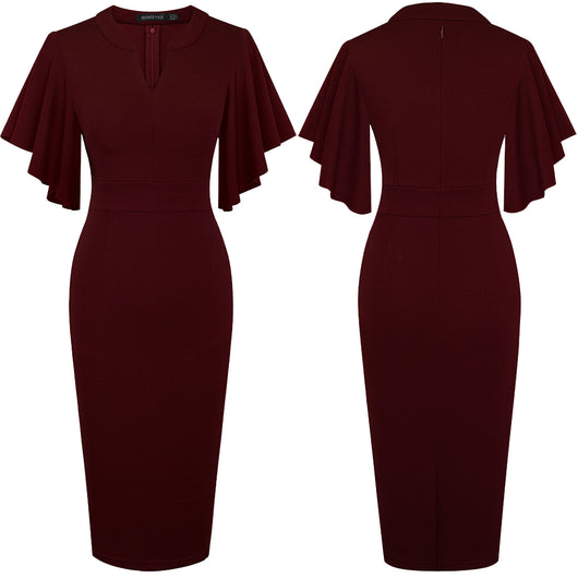 Vestido Slim Fit Escote V Manga Corta Realzador - Image 6
