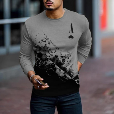 Sudadera Gris Estampada de Manga Larga para Hombre - Image 2