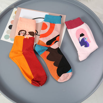 Calcetines de Algodón Puro con Diseño de Colores Combinados - Image 8