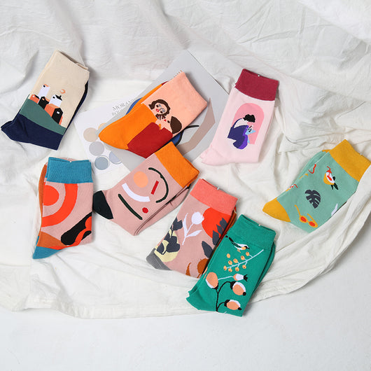 Calcetines de Algodón Puro con Diseño de Colores Combinados - Image 7