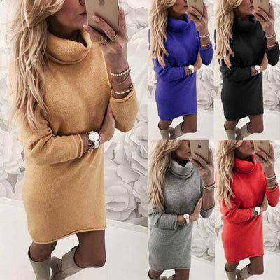 Vestido Suéter Cuello Alto Manga Larga Ajustado - Image 11