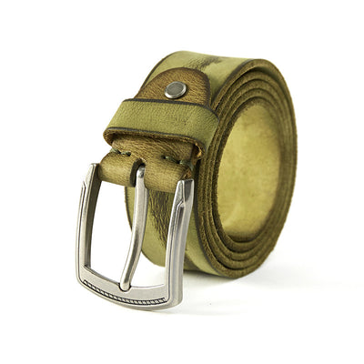 Cinturón de Cuero Vacuno con Hebilla Vintage para Hombre - Image 3