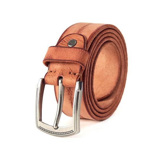 Cinturón de Cuero Vacuno con Hebilla Vintage para Hombre