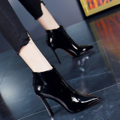 Botas Cortas Stiletto Estilo Británico Punta Fina para Mujer - Image 10