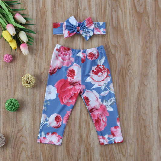 Pantalones Básicos para Bebé con Estampado Floral Primavera Verano