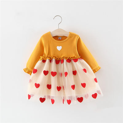 Vestido Niña Encaje Mesh Bicolor Mangas Largas Efecto Capas - Image 8