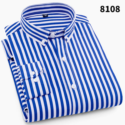 Camisa Ejecutiva Slim Fit Cuadros y Rayas sin Planchado Estilo Coreano - Image 22