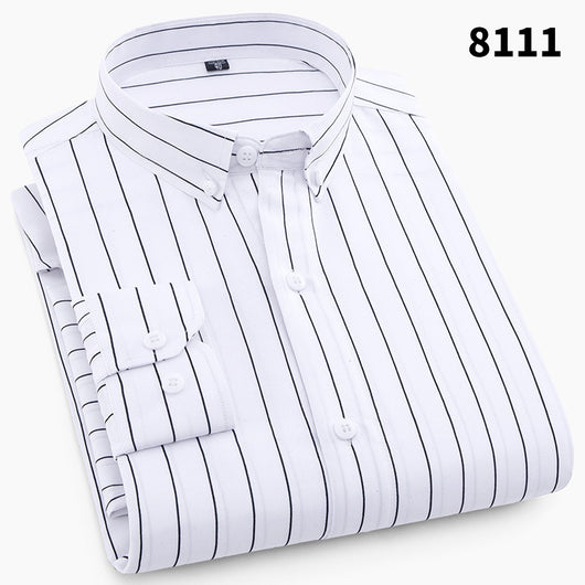 Camisa Ejecutiva Slim Fit Cuadros y Rayas sin Planchado Estilo Coreano - Image 25