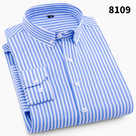 Camisa Ejecutiva Slim Fit Cuadros y Rayas sin Planchado Estilo Coreano - Image 8