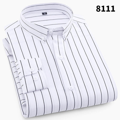 Camisa Ejecutiva Slim Fit Cuadros y Rayas sin Planchado Estilo Coreano - Image 10