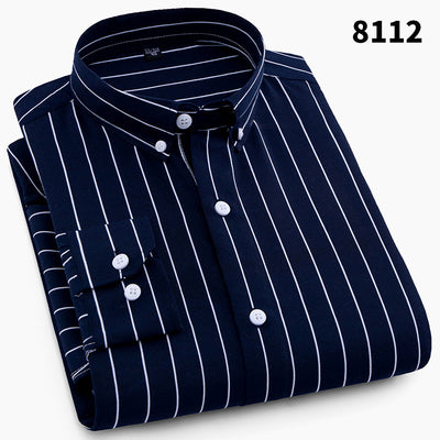 Camisa Ejecutiva Slim Fit Cuadros y Rayas sin Planchado Estilo Coreano - Image 11
