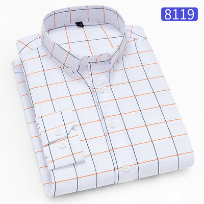 Camisa Ejecutiva Slim Fit Cuadros y Rayas sin Planchado Estilo Coreano - Image 14