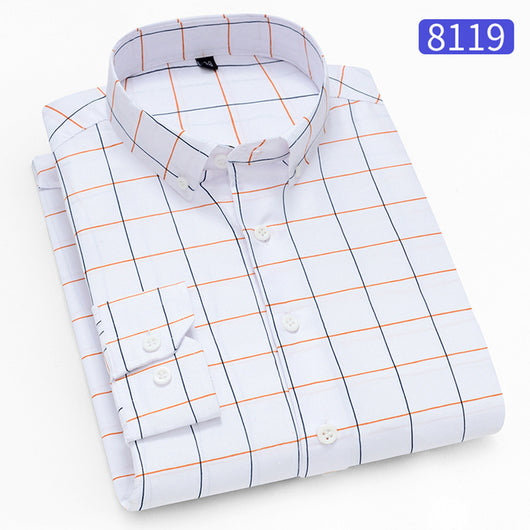 Camisa Ejecutiva Slim Fit Cuadros y Rayas sin Planchado Estilo Coreano - Image 14