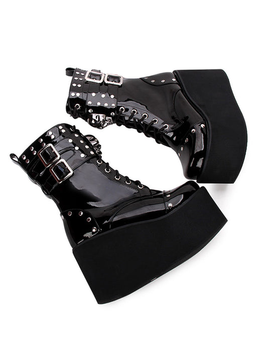 Botas Punk de Plataforma Alta con Calavera de Remaches y Cierre Lateral - Image 9