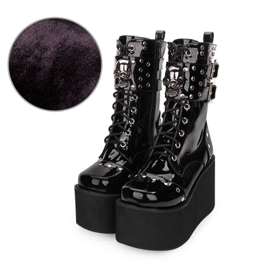 Botas Punk de Plataforma Alta con Calavera de Remaches y Cierre Lateral - Image 8